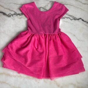 Old Navy Tutu Dress Hot Pink Tulle Tiered Fit & Flare Short Sleeve Size 5